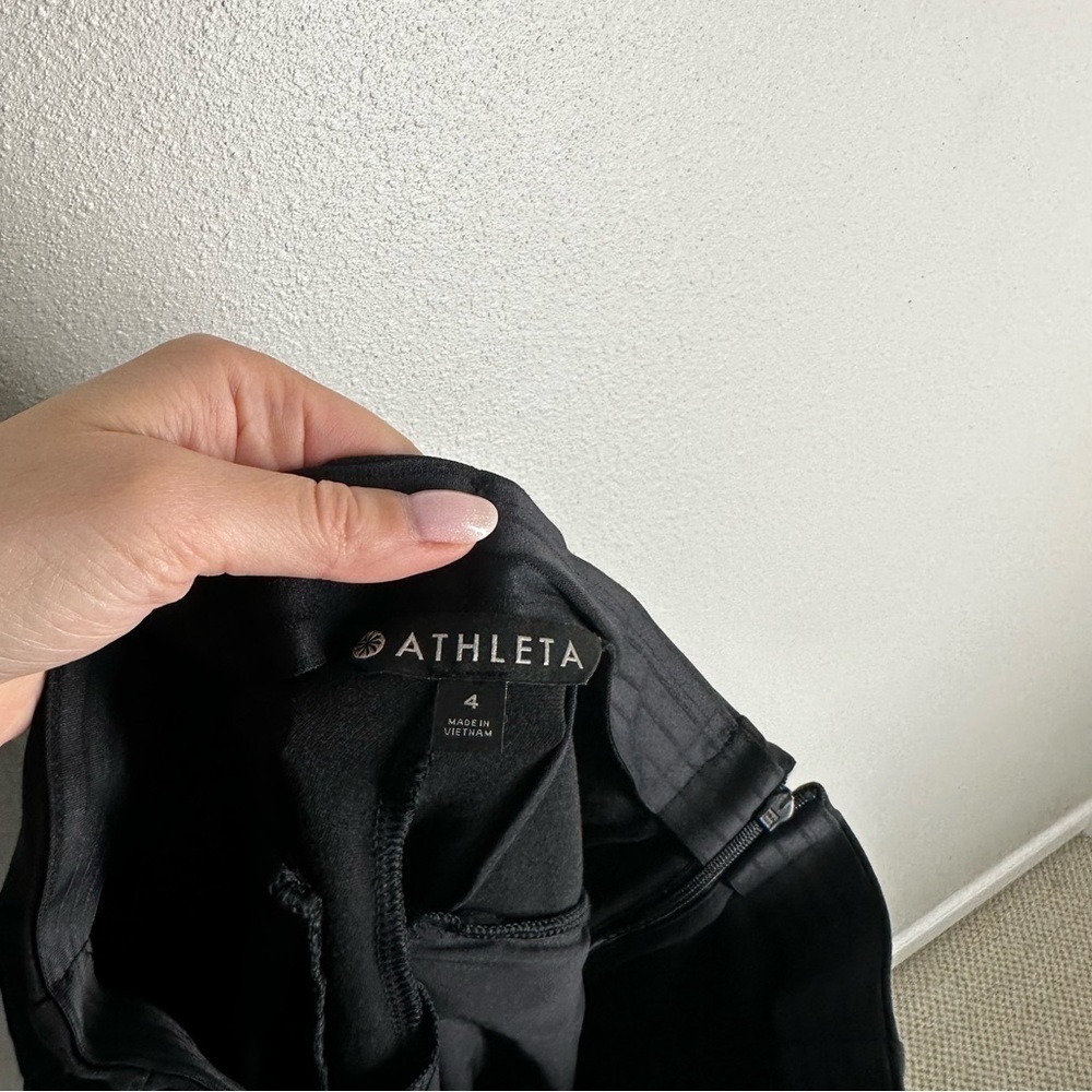 Athleta Siena Skinny Pants Black Ponte Fabric Size 4 Women’s Elastic Waist Zip - Picture 10 of 13
